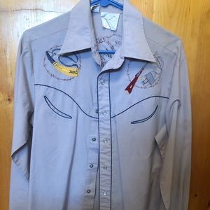 Vintage pearl snap western shirt Medium